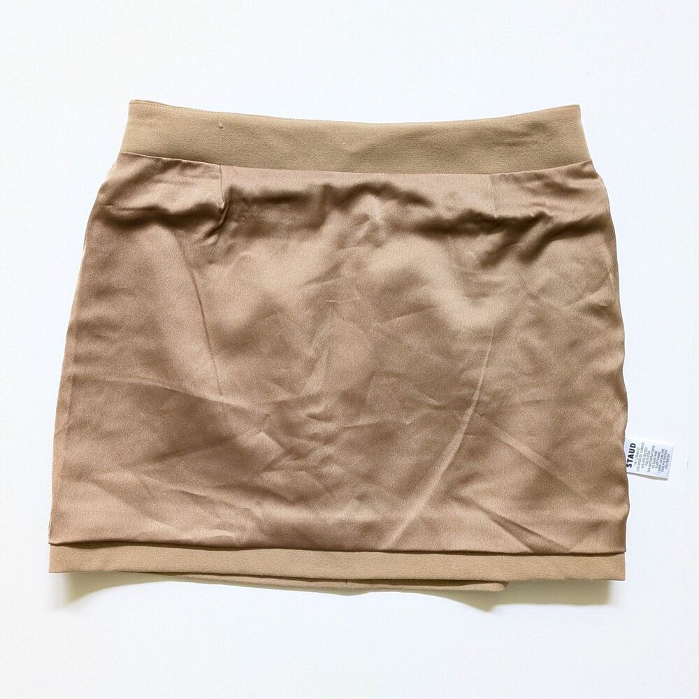 Staud Annette Mini Skirt Camel Brown Size 0 Office Academia Luxury Quiet Girl - Picture 6 of 14